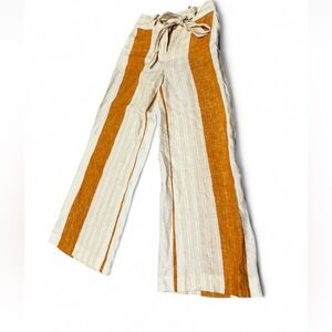 Anthropologie Ett:TWA Margot Striped Linen Wide Leg Pants EUC Size 0